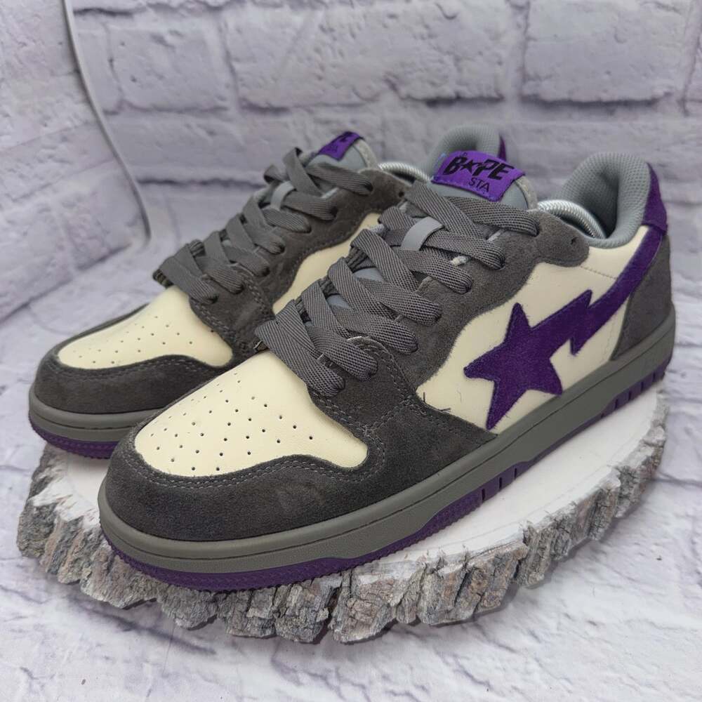A Bathing Ape BAPE Mens Size 11 Court Sta Mist Grey Royal Purple Sneakers Shoes